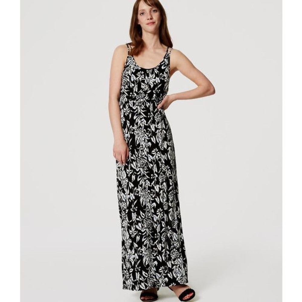 LOFT maxi dress size small black floral